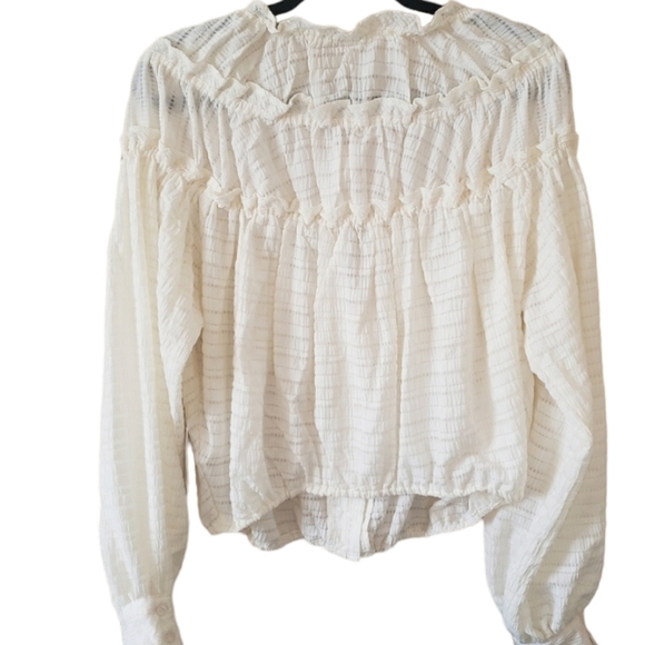 Free People Hailey Ivory Blouse Long Sleeve Crop - Picture 3 of 6